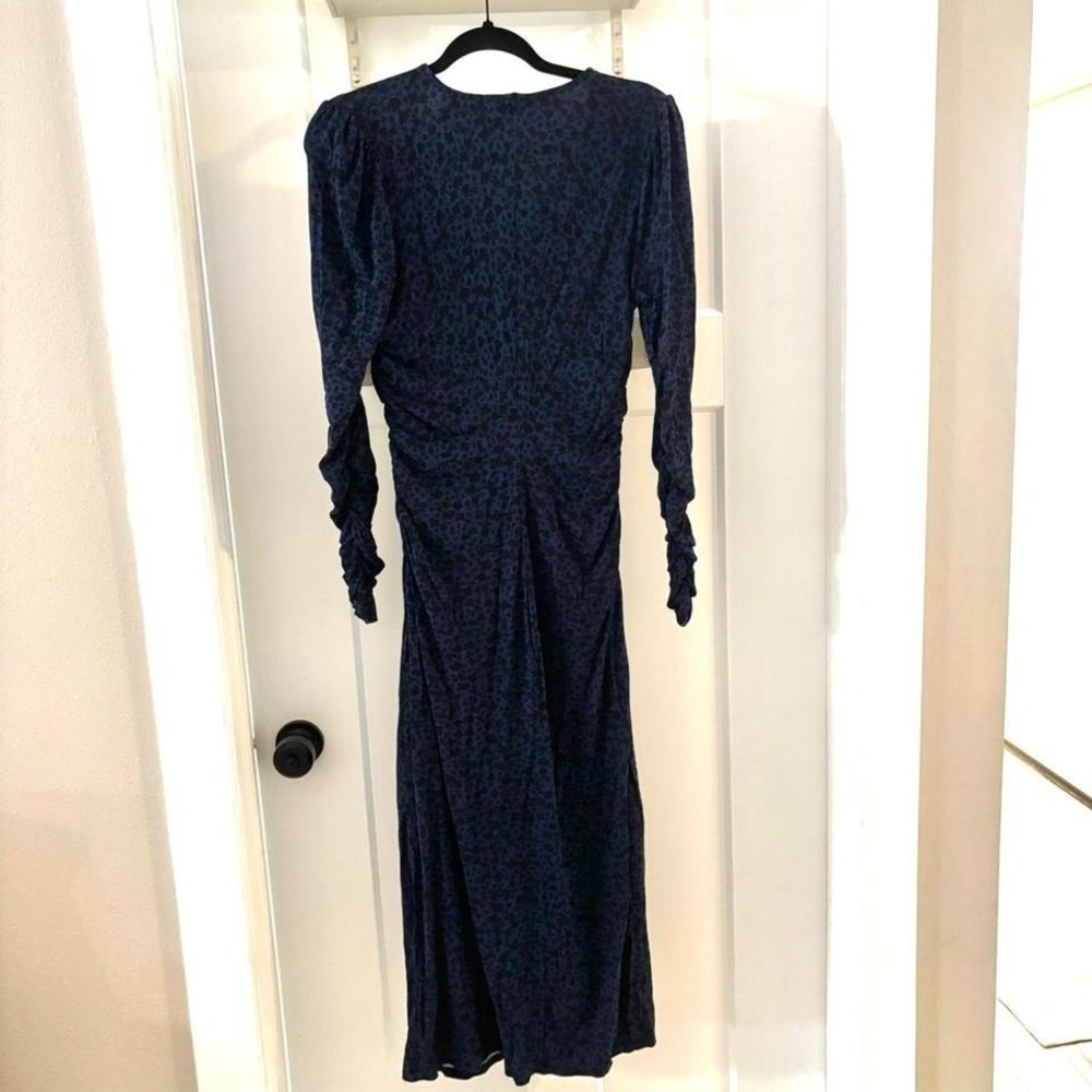 Boden size US 8 Navy with black floral Jersey Knit midi dress EUC V Neck - Picture 5 of 6